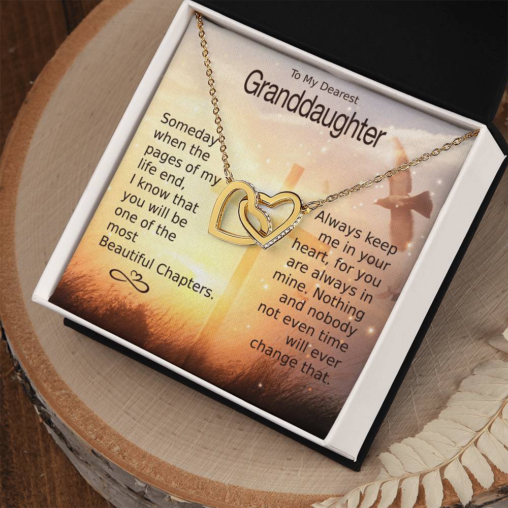 To My Granddaughter – Heart Melt Message Interlocking Heart Necklace?? Interlocking Hearts Necklace
