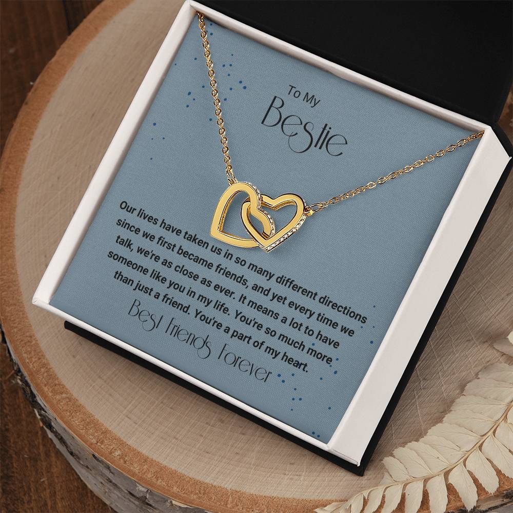 Bestie Different Directions Necklace Interlocking Hearts Necklace