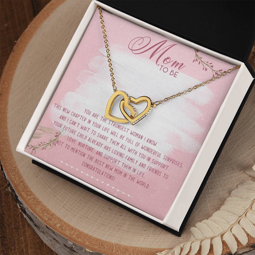 Mom To Be Interlocking Hearts Necklace Message Card