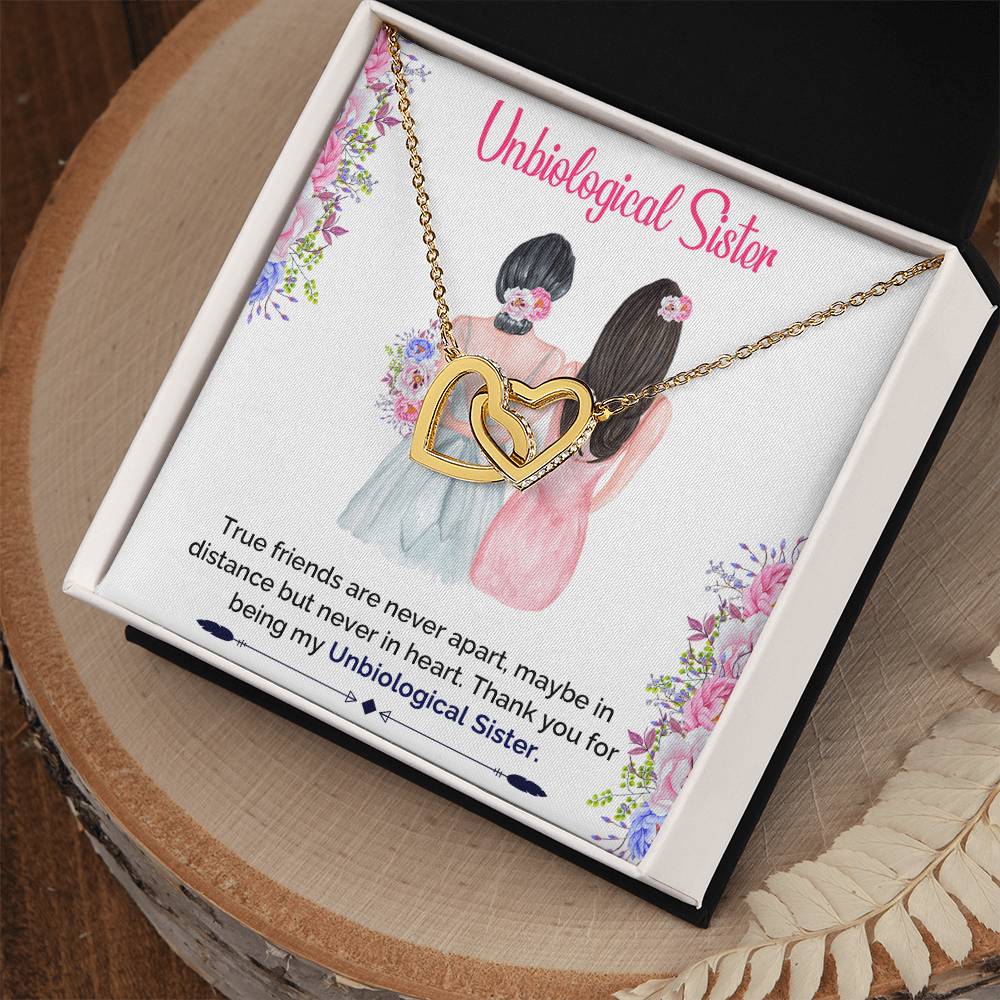 Unbiological Sister Interlocking Hearts Necklace - Best Friend Soul Sister Necklace Bridesmaid Gift