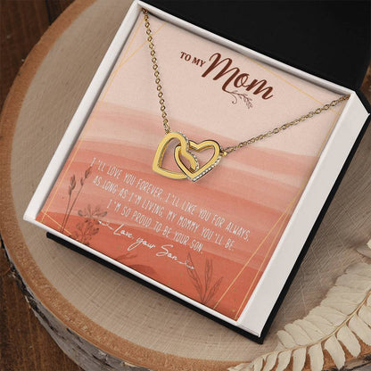 To My Mom Interlocking Hearts Necklace Message Card