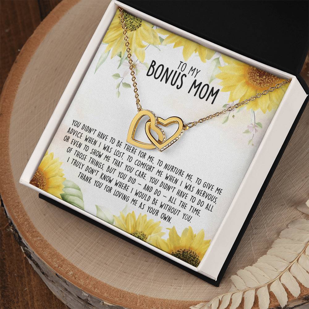 Premium To My Bonus Mom - I Truly Don'T Know Where I Would Be Without You Interlocking Hearts Necklace