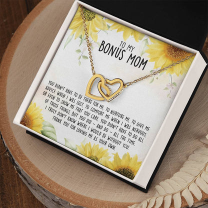 Premium To My Bonus Mom - I Truly Don'T Know Where I Would Be Without You Interlocking Hearts Necklace
