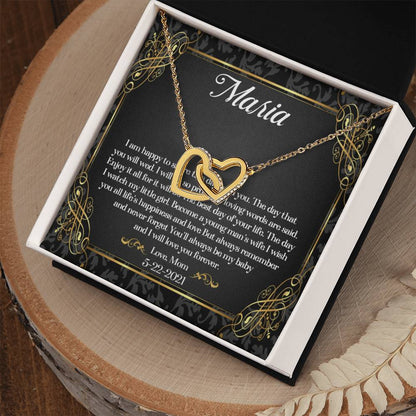 To My Daughter On Her Wedding Day Necklace Daughter Wedding Gift Wedding Gift For Daughter Daughter Interlocking Heart Necklace Wediing Interlocking Hearts Necklace