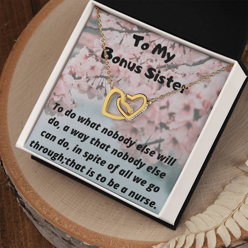 To My Nurse Sister Interlocking Hearts Necklace