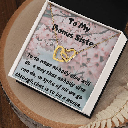 To My Nurse Sister Interlocking Hearts Necklace