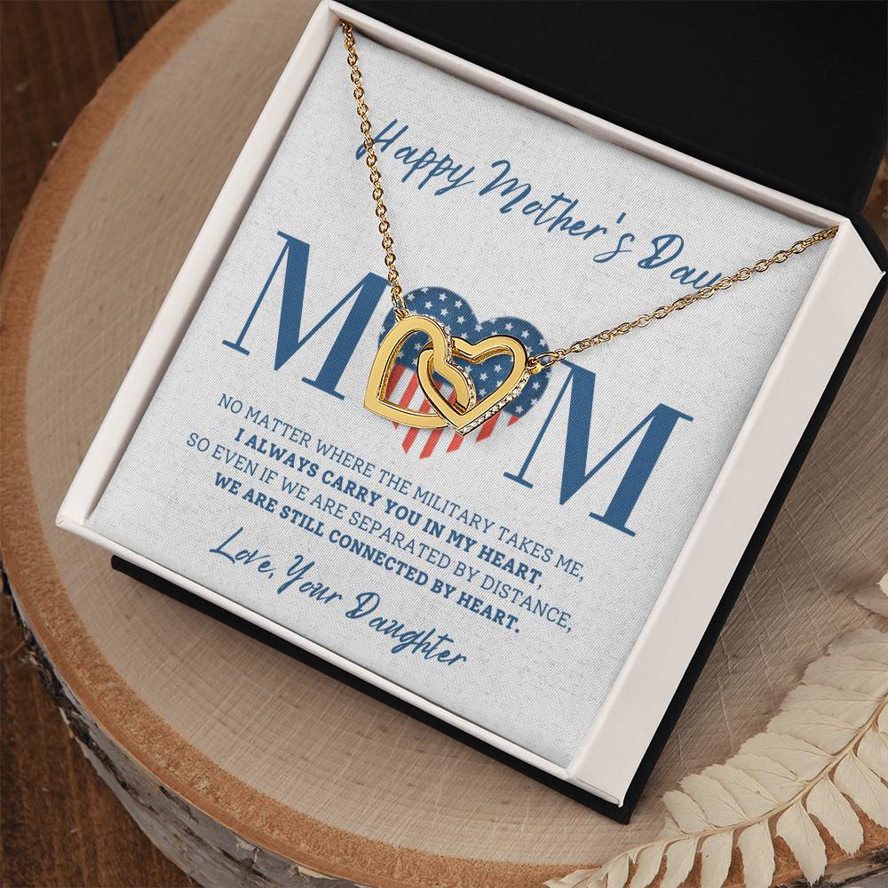 Military Daughter Carry You In My Heart Mother'S Day Necklace ???? Interlocking Hearts Necklace