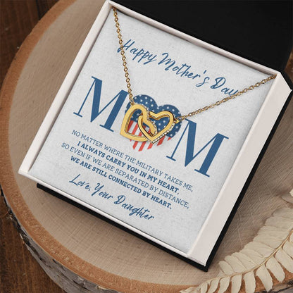 Military Daughter Carry You In My Heart Mother'S Day Necklace ???? Interlocking Hearts Necklace