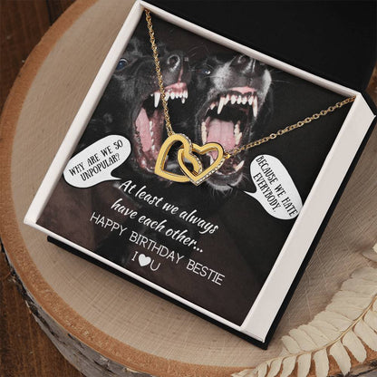 I Love You Bestie - Hearts Necklace Interlocking Hearts Necklace