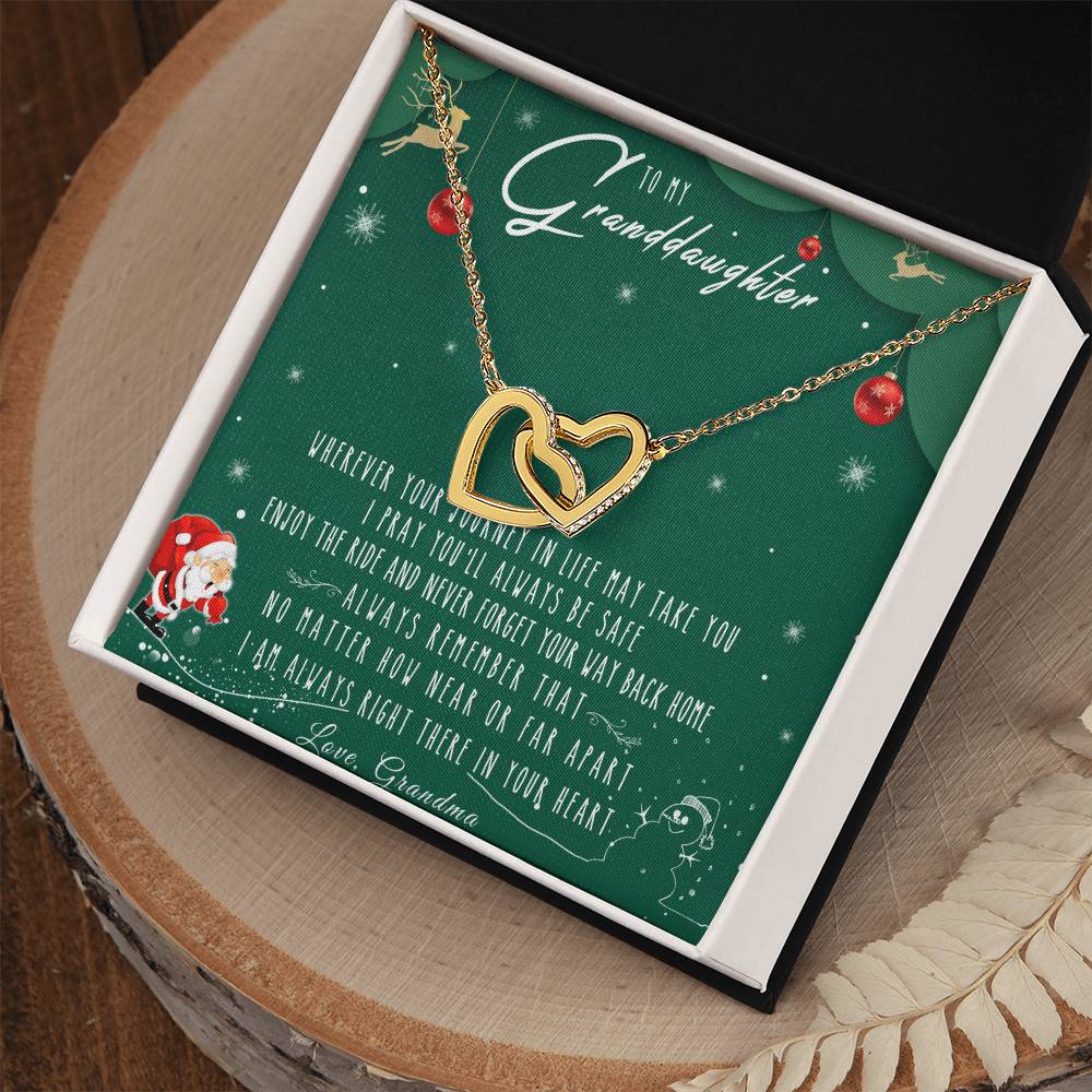 To My Granddaughter Interlocking Hearts Necklace Message Card