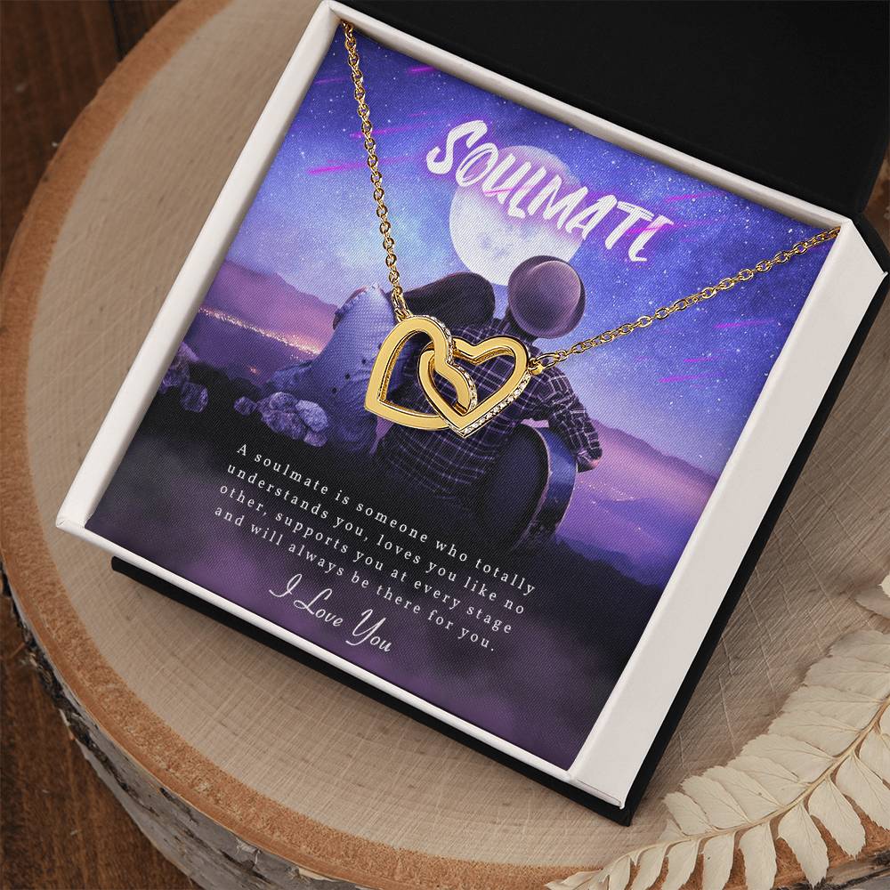 To My Soulmate - Silver Love Knot Necklace Interlocking Hearts Necklace