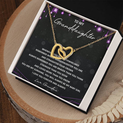 To My Granddaughter Interlocking Hearts Necklace Message Card