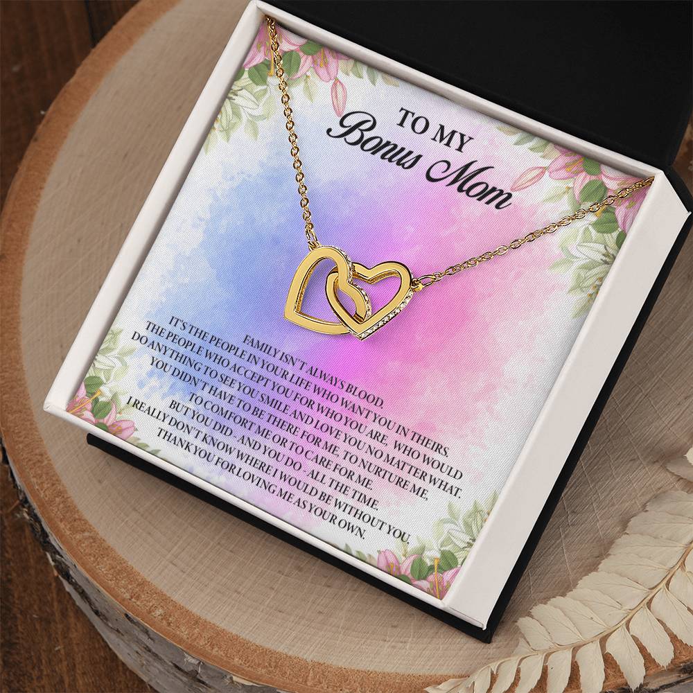 To My Bonus Mom Interlocking Hearts Necklace