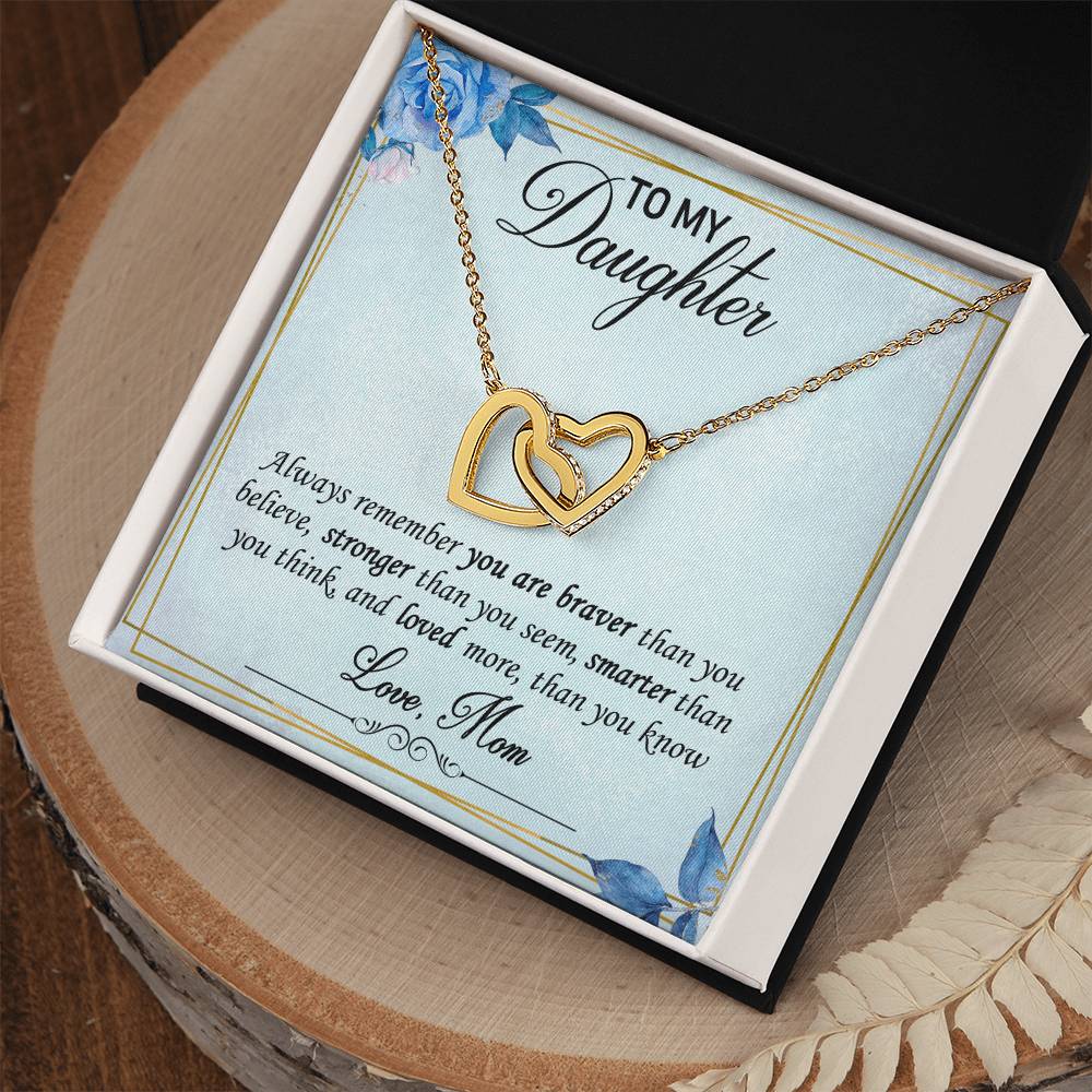 To My Daughter Interlocking Hearts Necklace Message Card