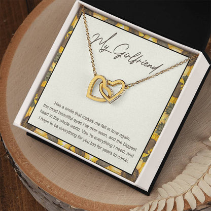 My Girlfriend Interlocking Hearts Necklace Message Card