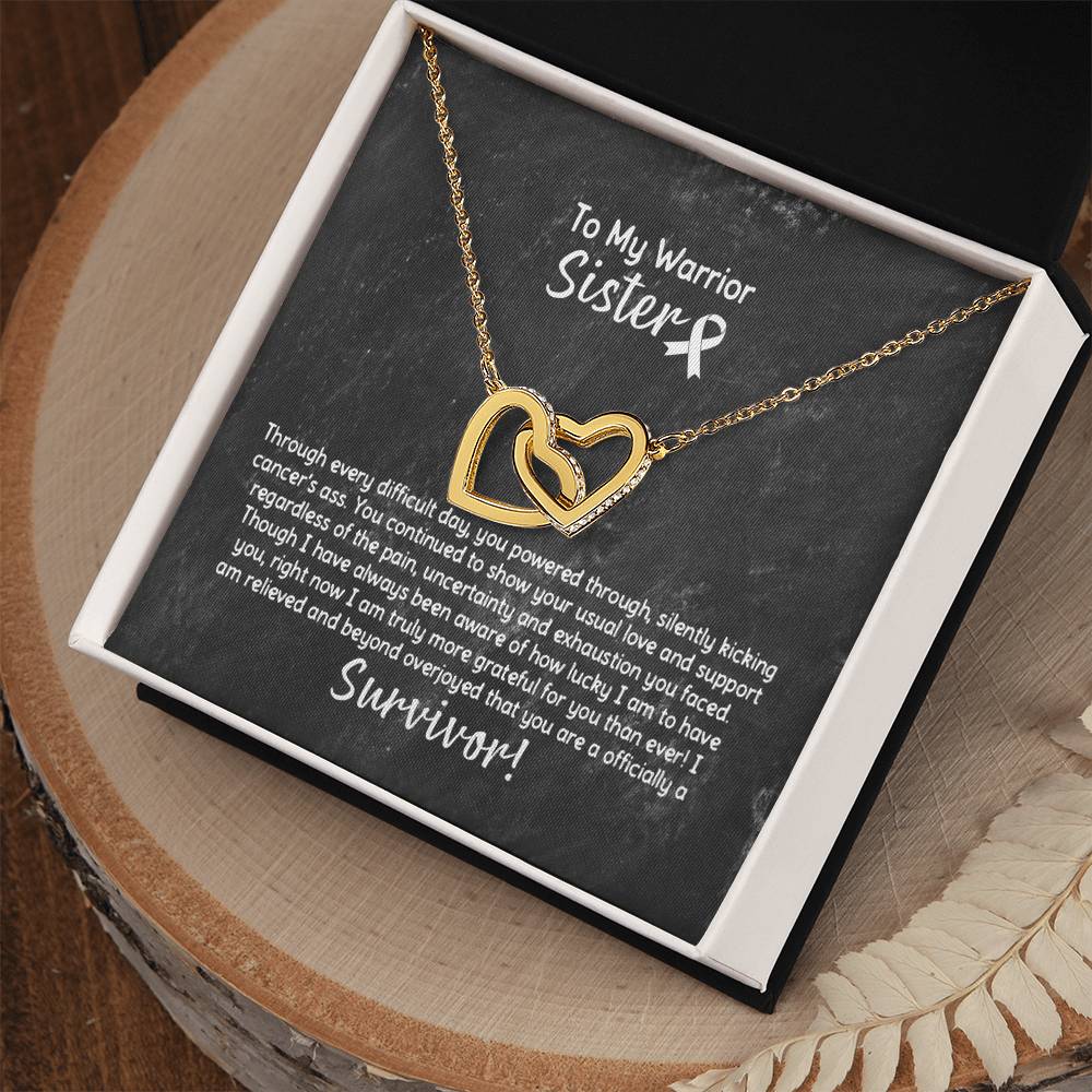 Sister Cancer Survivor Necklace Interlocking Hearts Necklace