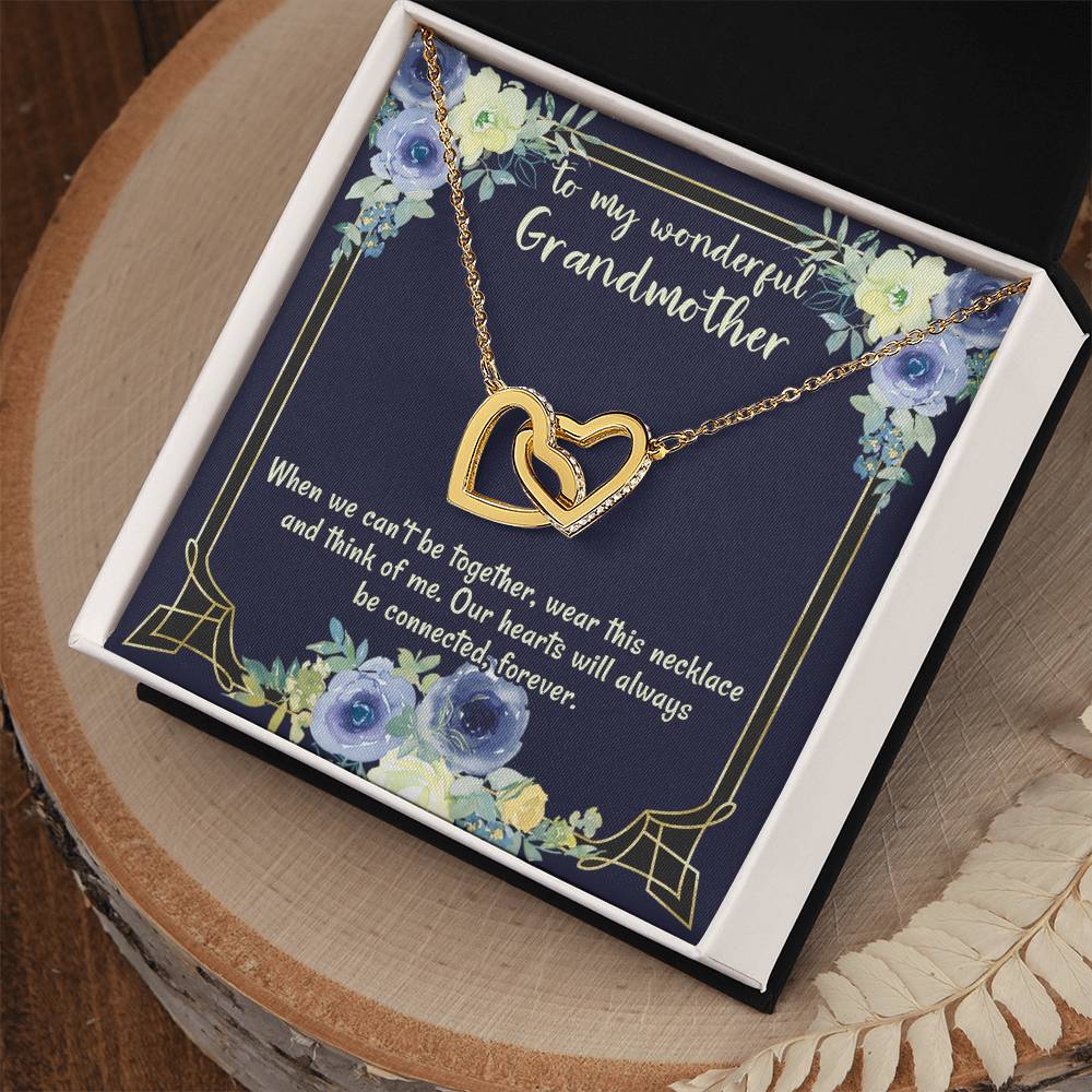 To My Wonderful Grandmother Our Hearts Will Always Be Connected Necklace For Grandmother Gift From Granddaughter Gift From Grandson Interlocking Hearts Necklace