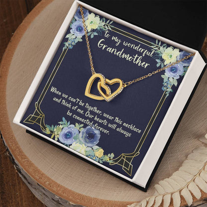 To My Wonderful Grandmother Our Hearts Will Always Be Connected Necklace For Grandmother Gift From Granddaughter Gift From Grandson Interlocking Hearts Necklace
