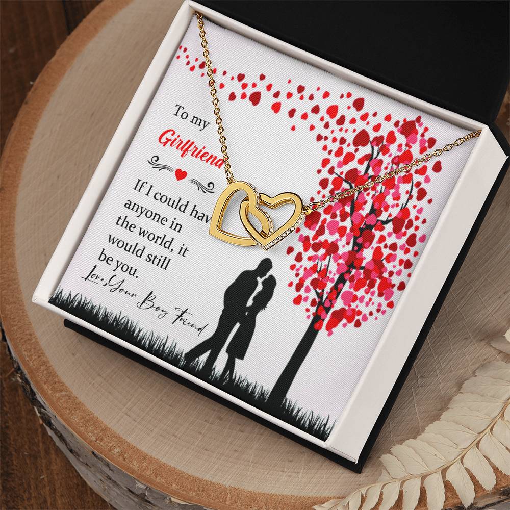 To My Girlfriend Beautiful Interloked High Quality Necklace Love Your Boy Friend. Interlocking Hearts Necklace