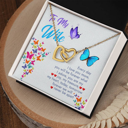 Interlocking Heart Necklace Husband To Wife Gift Wife Necklace Gift Anniversary Gift For Wife Wife Necklace Message Card Wife Gift Interlocking Hearts Necklace