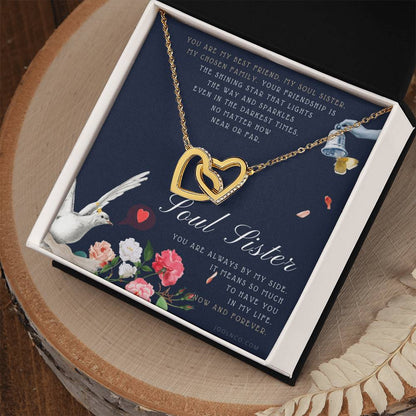 Soul Sister Necklace Unbiological Sister Jewelry Badass Sister Necklace Friendship Heart Necklace Birthday Graduation Anniversary Interlocking Hearts Necklace