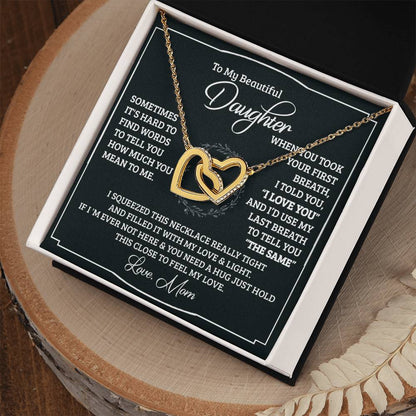 To My Beautiful Daughter - Interlocking Heart Necklace Interlocking Hearts Necklace