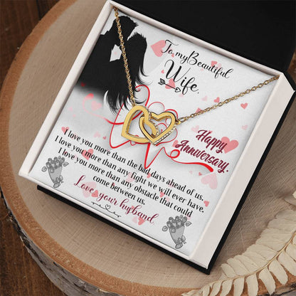 Love Birthday To My Beautiful Wife. Interlocking Hearts Necklace