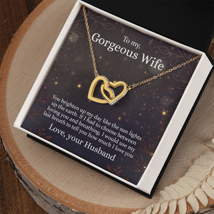 To My Gorgeous Wife - Interlocking Hearts Necklace