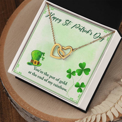 Happy St Patrick'S Day - You'Re The Pot Of Gold At The End Of My Rainbow -Necklace Interlocking Hearts Necklace