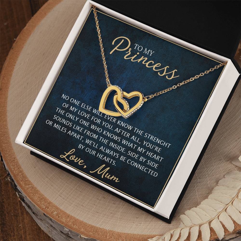 To My Daughter - Unique Heart Bonding Necklace Gift Set Interlocking Hearts Necklace
