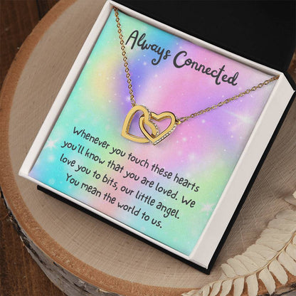 Always Connected - Daughtergranddaughter Connected Hearts Rose Gold Necklace Interlocking Hearts Necklace