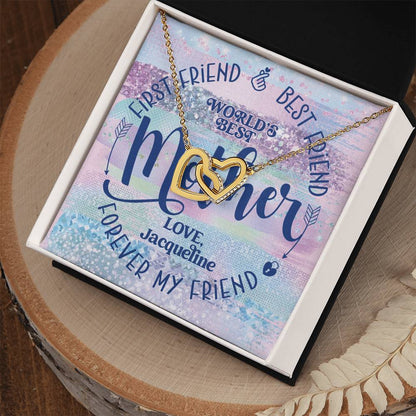 First Friend Best Friend Forever Friend World'S Best Mother Interlocking Hearts Necklace