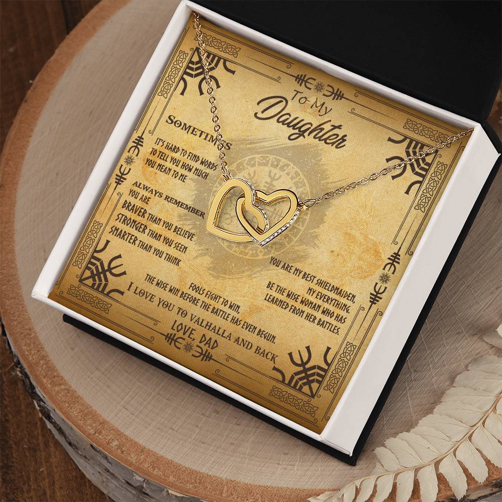 To My Daughter - Braver Than You Believe Interlocking Hearts Necklace