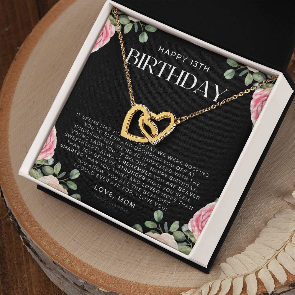 Gift For 13 Year Old Girl Gifts 13Th Birthday Girl 13Th Birthday Gift Thirteenth Birthday Necklace Teen Birthday Gift Official Teenager Interlocking Hearts Necklace
