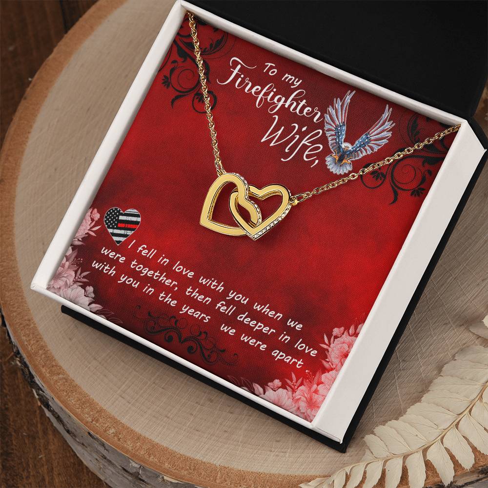 To My Firefighter Wife Necklace Interlocking Hearts Necklace