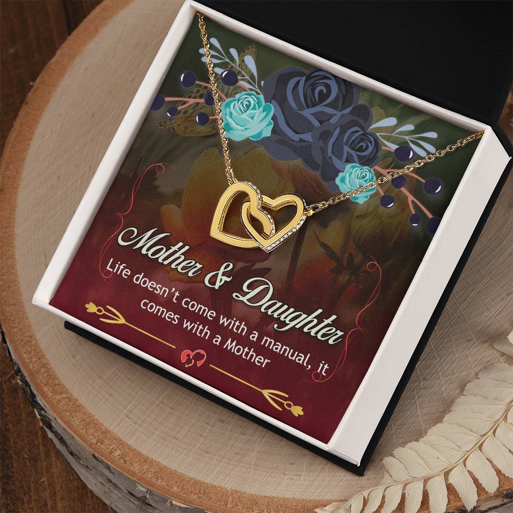 Mother'S Day Necklace With Message Card - Life Doesn'T Come With A Manual It Comes With A Mother Interlocking Hearts Necklace