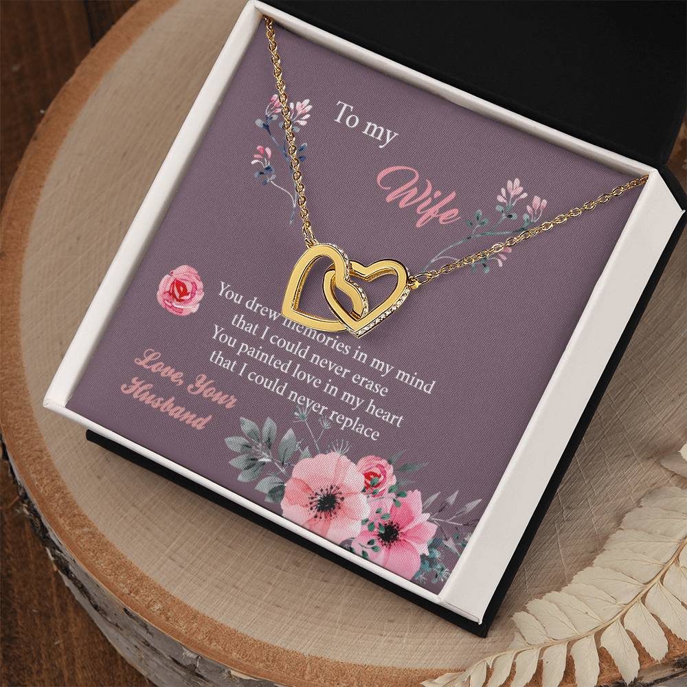 To My Wife - Memories Paint Heart - Necklace Interlocking Hearts Necklace