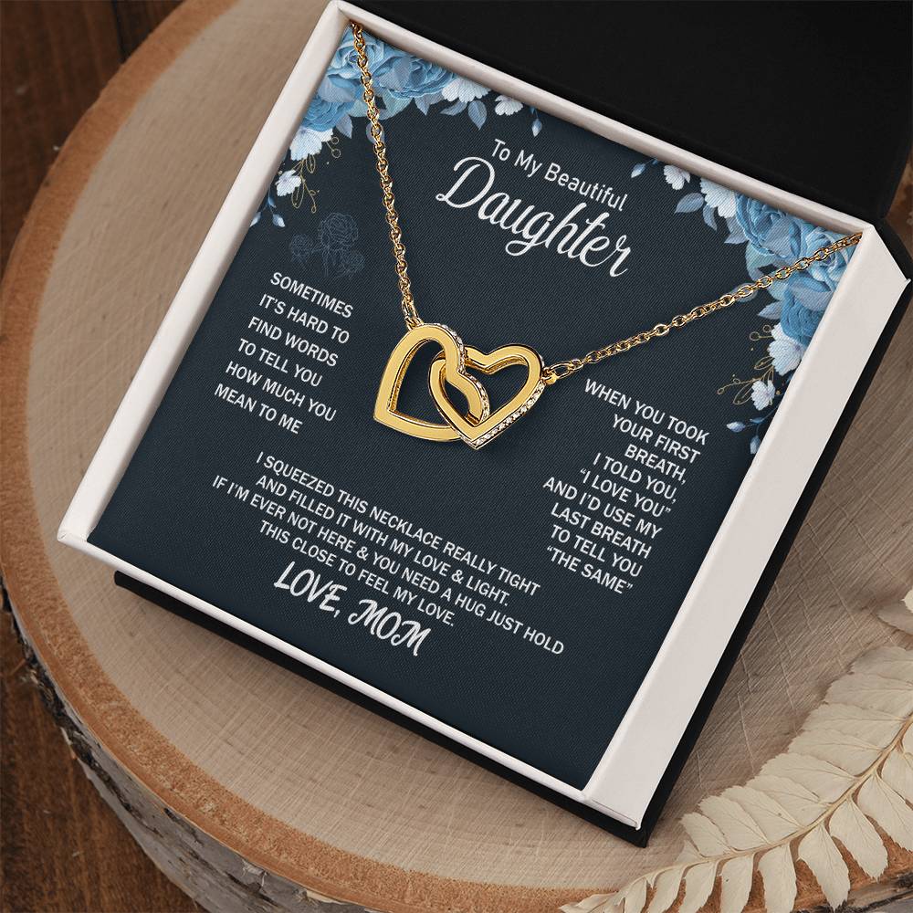 To My Daughter From Mom Interlocking Hearts Necklace Mother To Daughter Gift Birthday Gift To Daughter From Mom Daughter Necklace