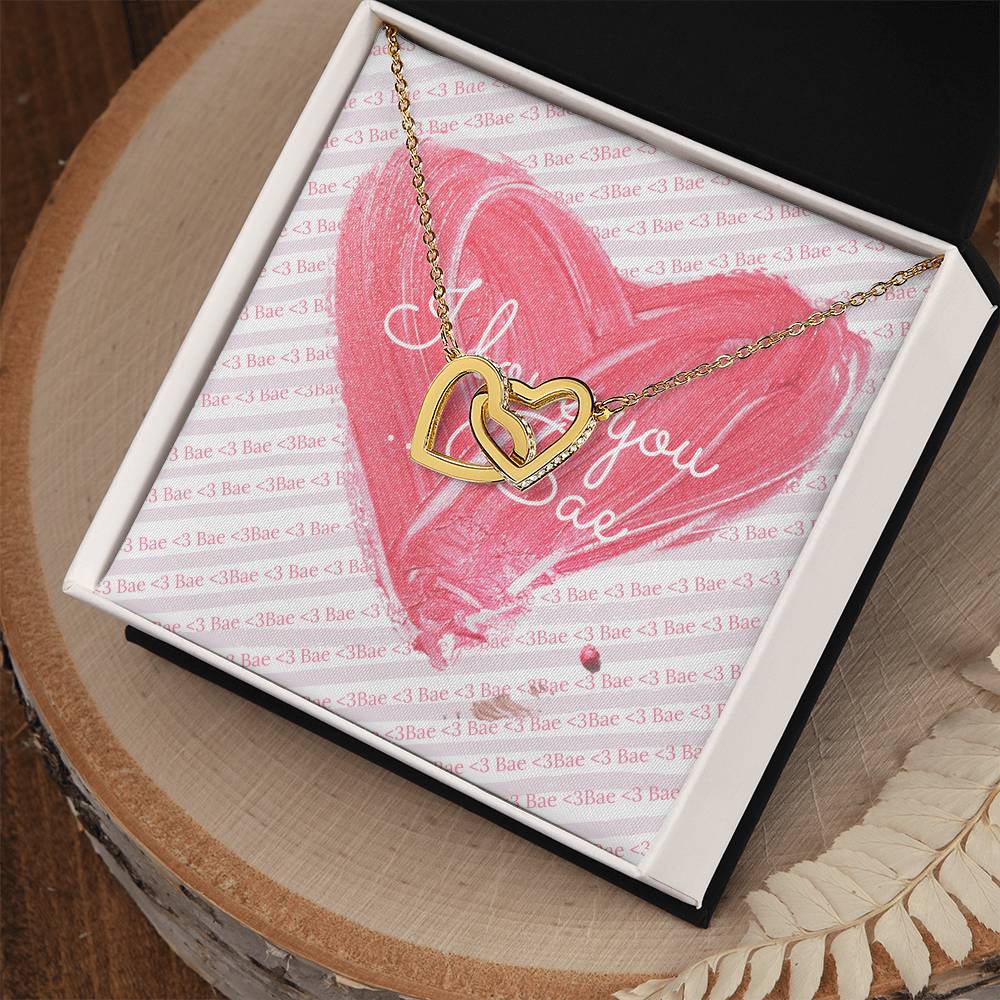 I Love You. Bae Cubic Zirconia Necklace Interlocking Hearts Necklace