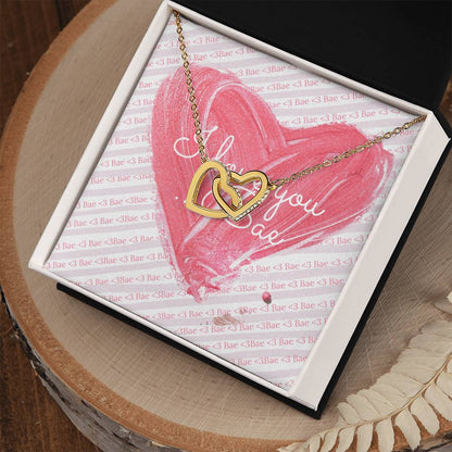 I Love You. Bae Cubic Zirconia Necklace Interlocking Hearts Necklace
