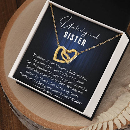 Unbiological Sister Necklace Soul Sister Sorority Sister Sister In Law Necklace Step Sister Gift Jewelry Tray Sister Necklace Interlocking Hearts Necklace
