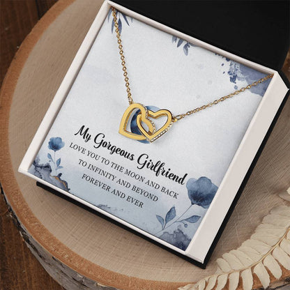 My Gorgeous Girlfriend Interlocking Hearts Necklace Message Card