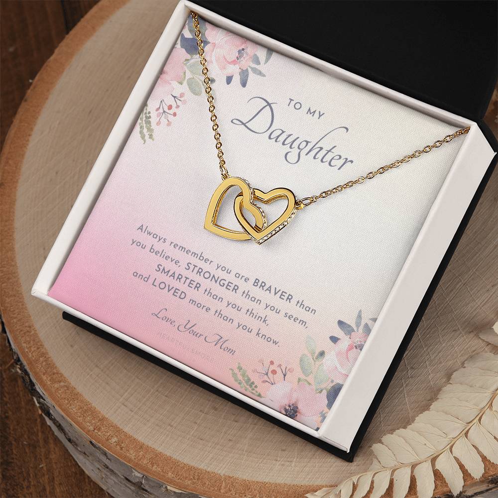 To My Daughter Always Remember Gift For Daughter From Mom Daughter Birthday Graduation Christmas Present Interlocking Hearts Necklace