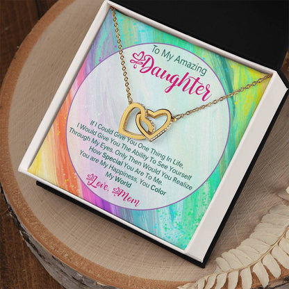 Heart-Melting Gift For Daughter From Mom - You Color My World Interlocking Hearts Necklace