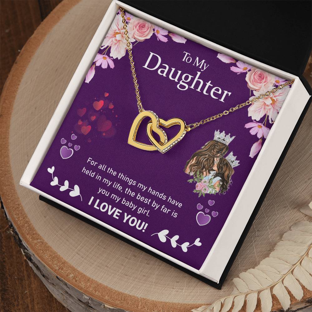 Love My Daughter Heart Locking Necklace Interlocking Hearts Necklace