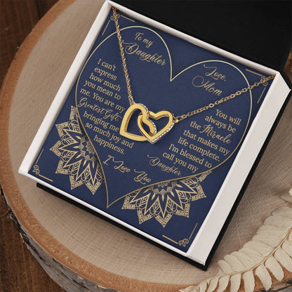 To My Daughter - Greatest Gift Miracle - Necklace Interlocking Hearts Necklace