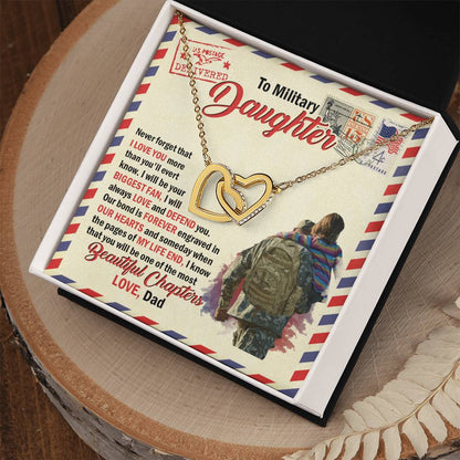 To Military Daughter - Gift For Daughter Gift For Daughter On Christmas Necklace For Daughter From Dad Interlocking Hearts Necklace