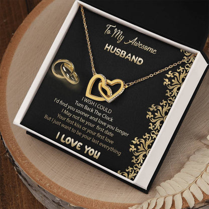 To My Awesome Husband Interlocked Hearts Necklace Interlocking Hearts Necklace