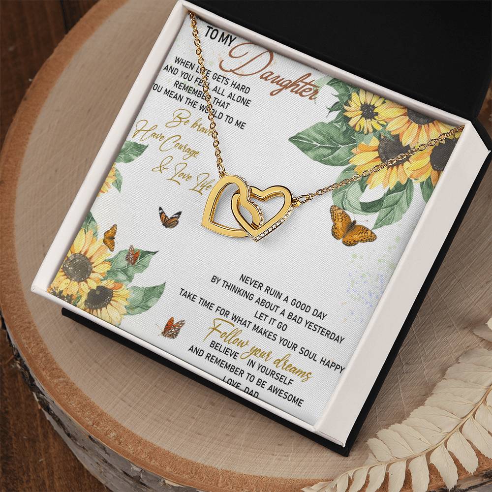 To My Daughter Interlocking Hearts Necklace Message Card