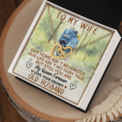 To My Wife - My Queen Forever Interlocking Hearts Necklace